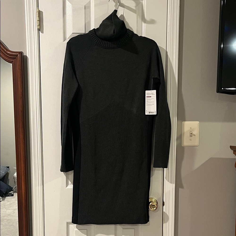 Athleta Gray and Black Turtleneck Sweater Dress NWT